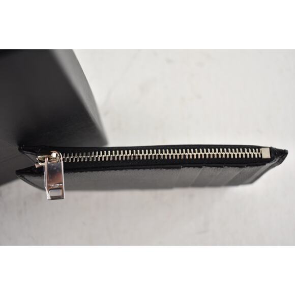 Saint Laurent Paris Fragments Zipped Card Case Black Caviar Silver Logo Wallet - Picture 8 of 10